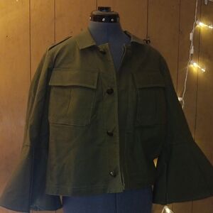 RACHEL Rachel Roy Olive Green Utility Jacket with Flared Sleeves